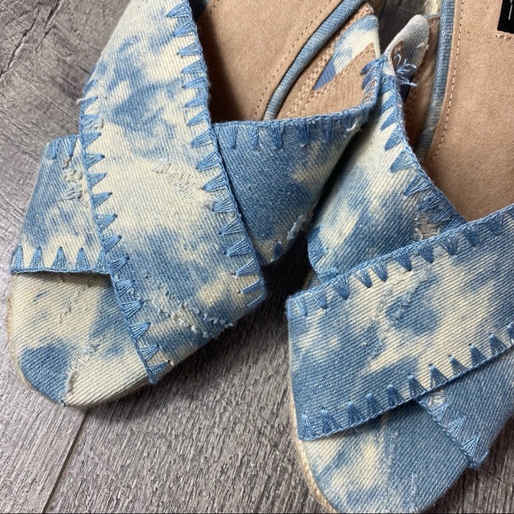 G.I.L.I. Denim bleach distressed 90s y2k style wedge heels size 6.5 - Picture 4 of 8